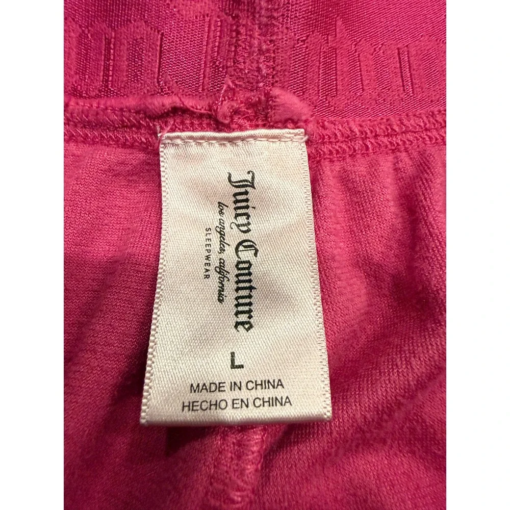Juicy Couture Pink Velour Rhinestone Logo Loungewear Joggers Pants L 3263-118